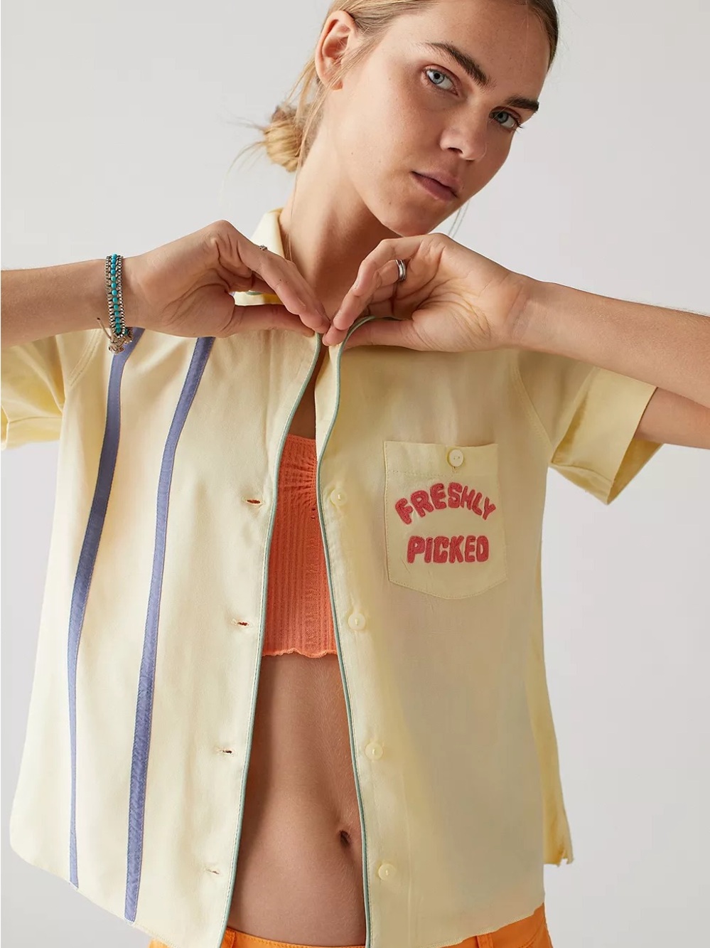 UO Retro Petrol Button-Through Shirt